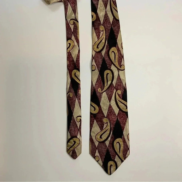 2/$30 ROBERT TALBOTT Burgundy Paisley Silk Tie & Pocket Square - Picture 3 of 16